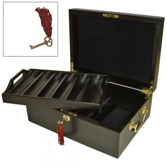 MAHOGANY WOOD POKER CHIPS CASE (500 CAPACITY) MRCpoker