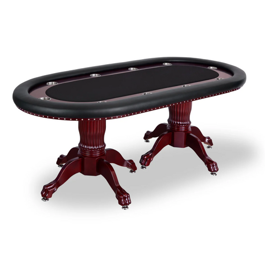 The Monarch 2-in-1 10-Player Poker/Dining Table - Black Surface, Dark Brown Pedestal Base MRCpoker