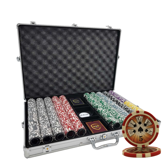 1000 PCS 14g Laser Graphic High Roller Poker Set with Silver Aluminum Case
