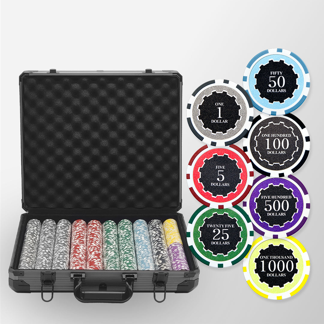 1000 PCS 14g Eclipse Poker Chips Set with Black Aluminum Case MRCpoker