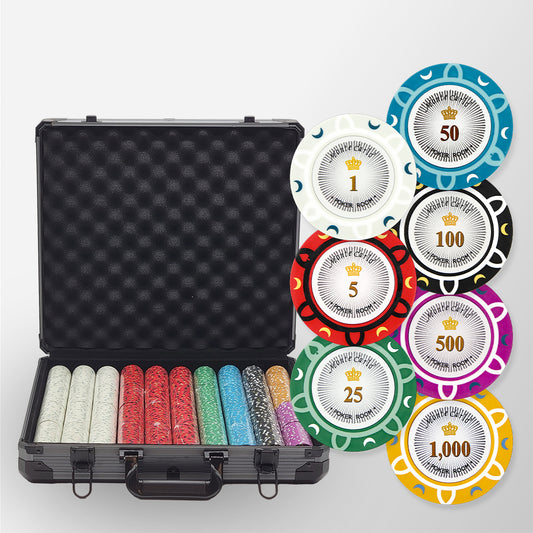 1000 PCS 14g Monte Carlo Poker Room Poker Set with Black Aluminum Case