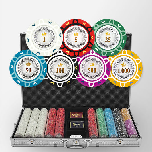 1000 PCS 14g Monte Carlo Poker Room Poker Set with Silver Aluminum Case