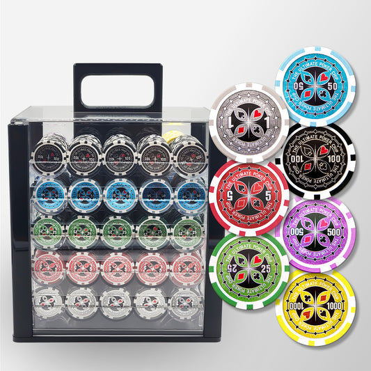 1000 PCS 14g Laser Graphic Ultimate Poker Chips Set with Acrylic Case