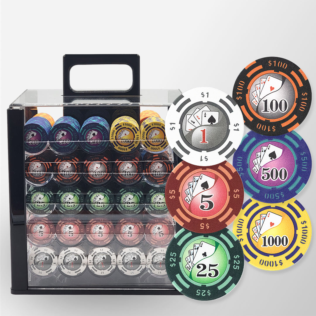 1000 PCS 14g Yin Yang Design Poker Chips Set with High End Acrylic Case MRCpoker