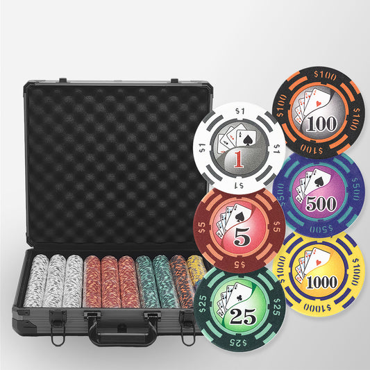1000 PCS 14g Yin Yang Design Poker Chips Set with Black Aluminum Case MRCpoker