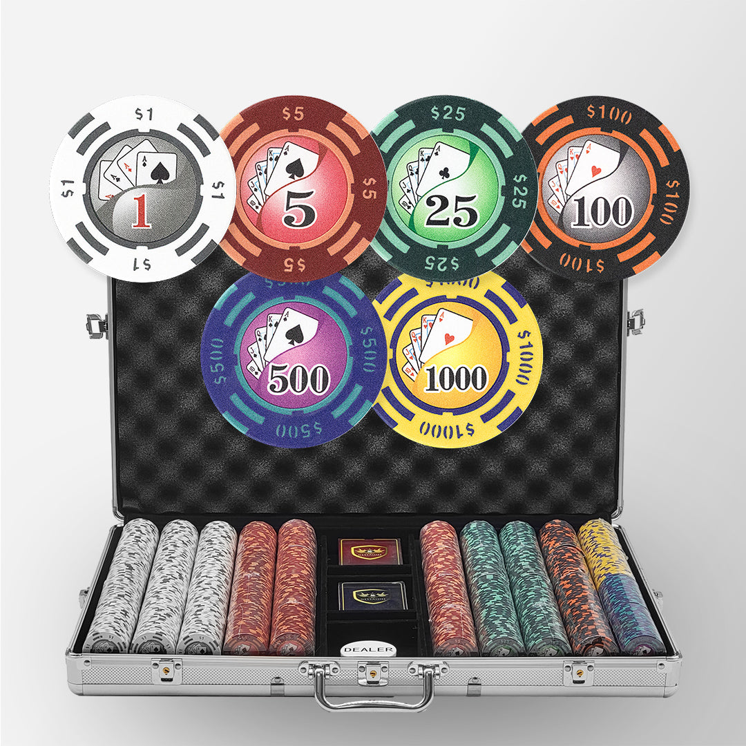 1000 PCS 14g Yin Yang Design Poker Chips Set with Silver Aluminum Case MRCpoker