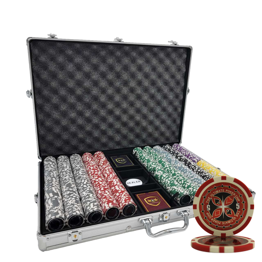 1000 PCS 14g Laser Graphic Ultimate Poker Chips Set with Silver Aluminum Case