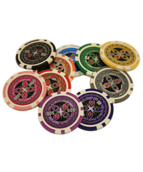 1000 PCS 14g Laser Graphic Ultimate Poker Chips Set with Acrylic Case MRCpoker