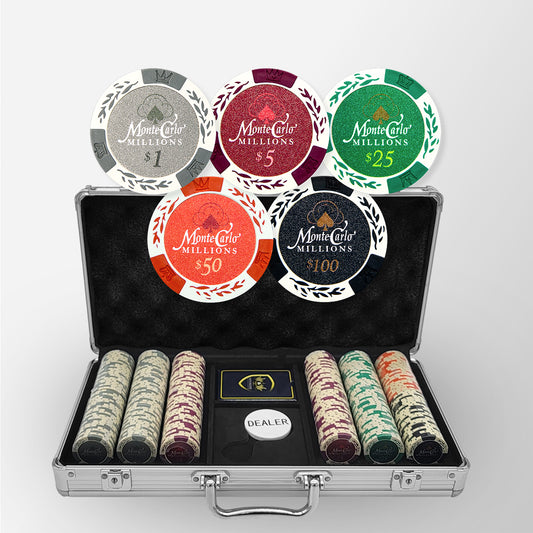 300 PCS 14g Monte Carlo Millions Poker Set with Silver Aluminum Case