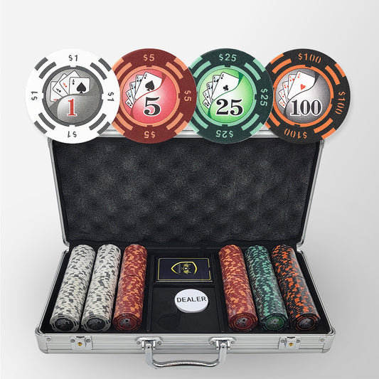 300 PCS 14g Yin Yang Design Poker Chips Set with Silver Aluminum Case MRCpoker