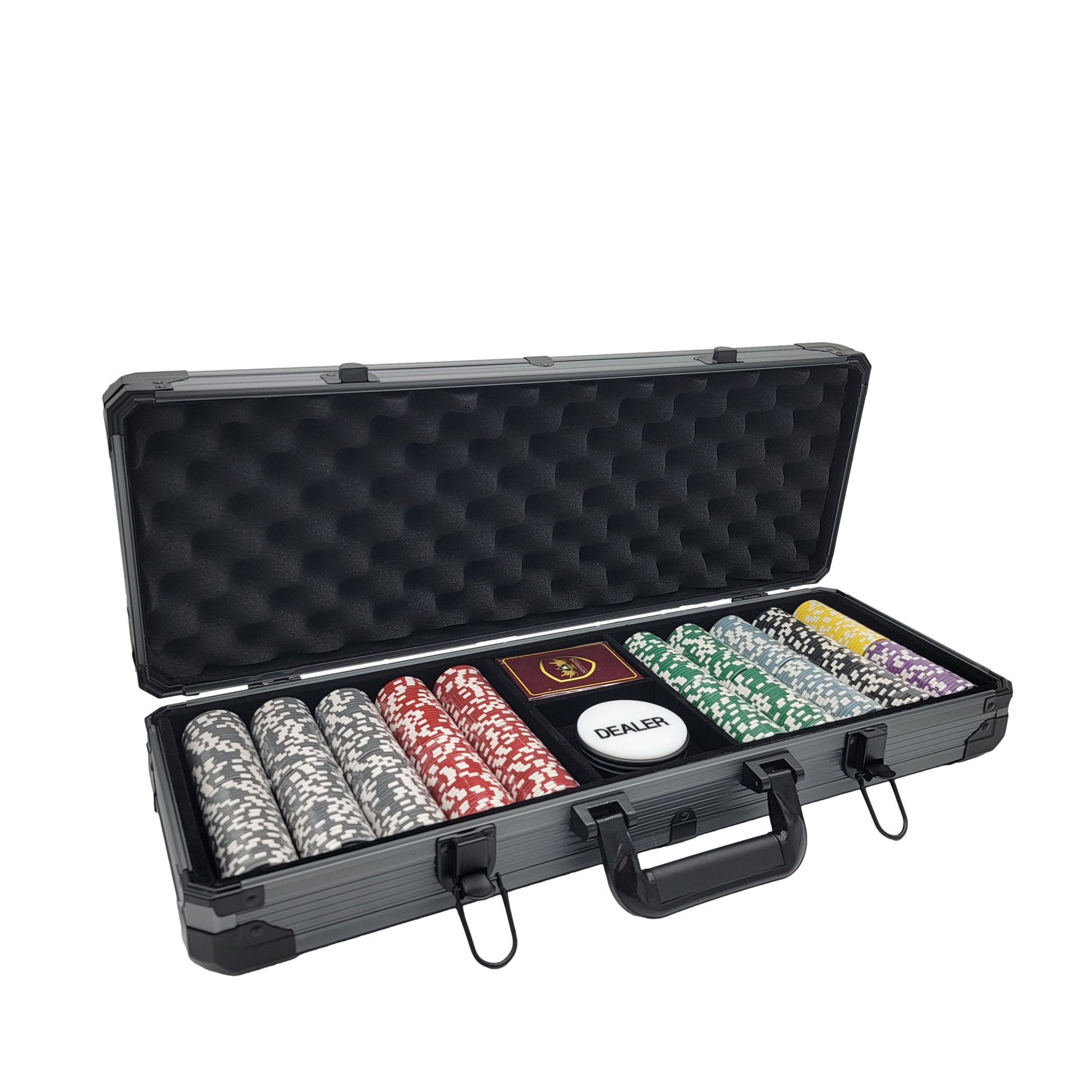 500 PCS 14g Laser Graphic High Roller Poker Set with Black Aluminum Case MRCpoker