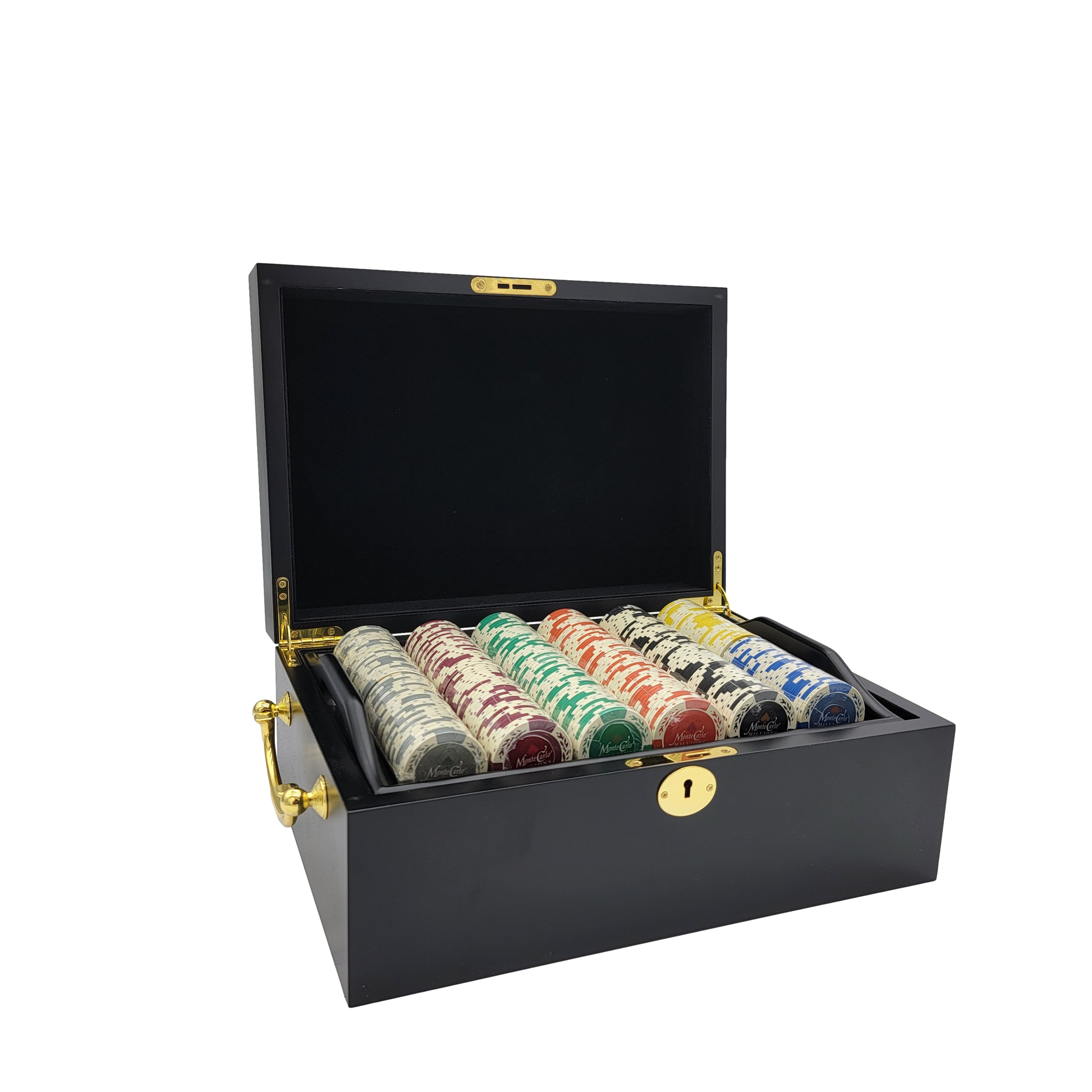 500 PCS 14g Monte Carlo Millions Poker Set with Mahogany Case MRCpoker