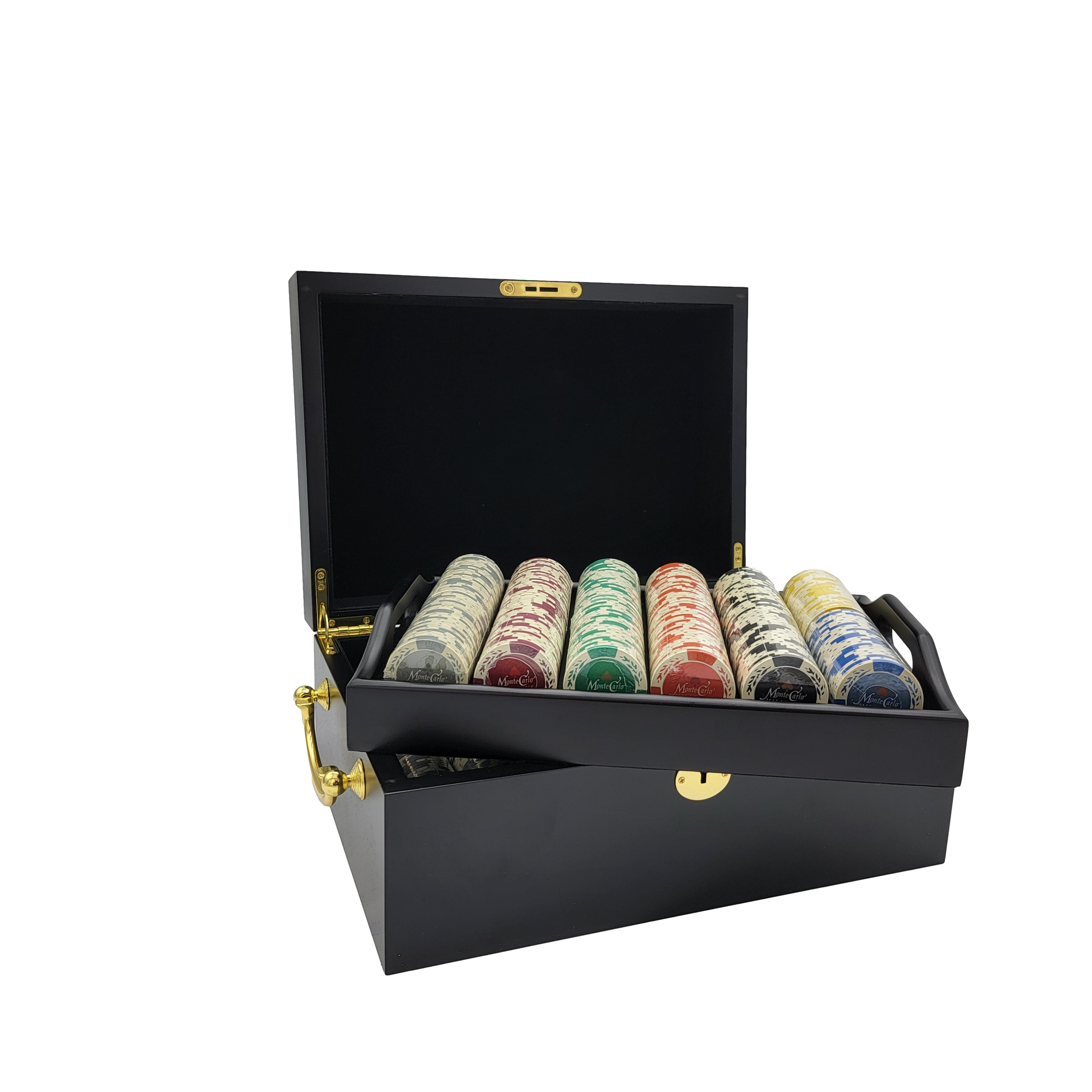 500 PCS 14g Monte Carlo Millions Poker Set with Mahogany Case MRCpoker