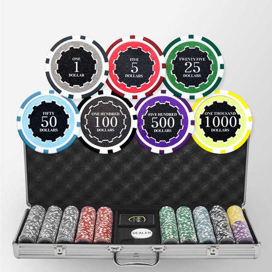 500 PCS 14g Eclipse Poker Chips Set with Silver Aluminum Case