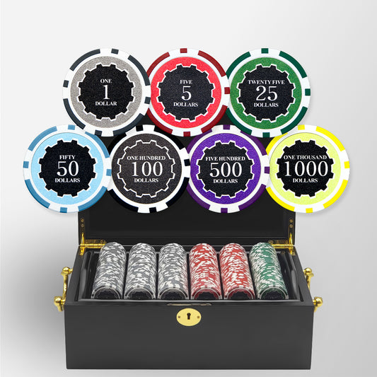500 PCS 14g Eclipse Poker Chips Set with Mahogany Case