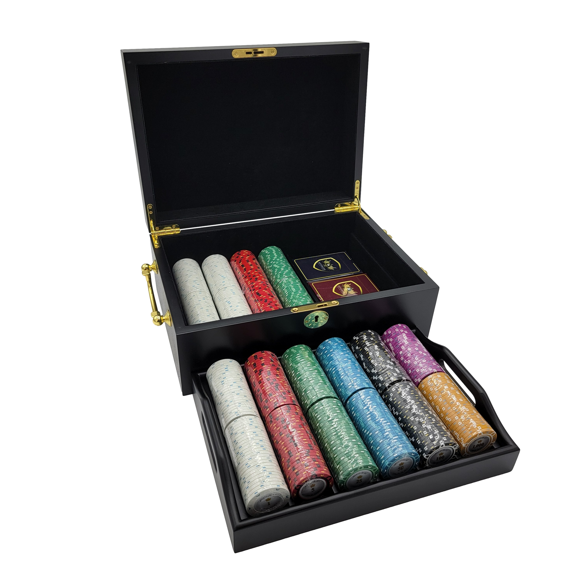 500 PCS 14g Monte Carlo Poker Room Poker Set with Mahogany Case MRCpoker