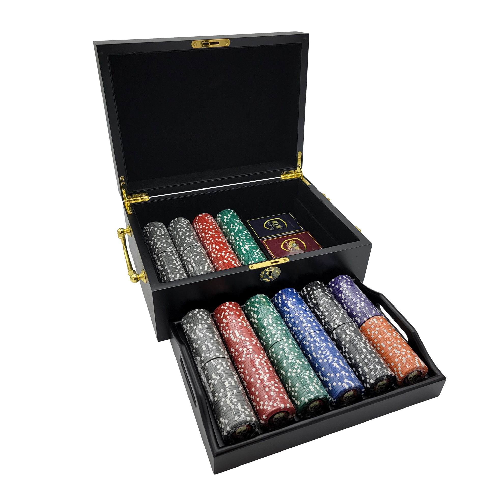 500 PCS 13.5g Skull Poker Chips Set with Silver Aluminum Case MRCpoker