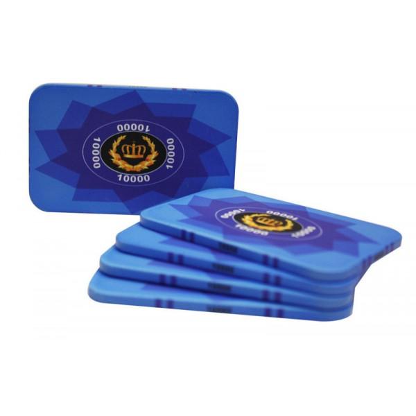 5 PCS LAUREL CROWN CERAMIC RECTANGULAR PLAQUES POKER CHIPS $10000 MRCpoker