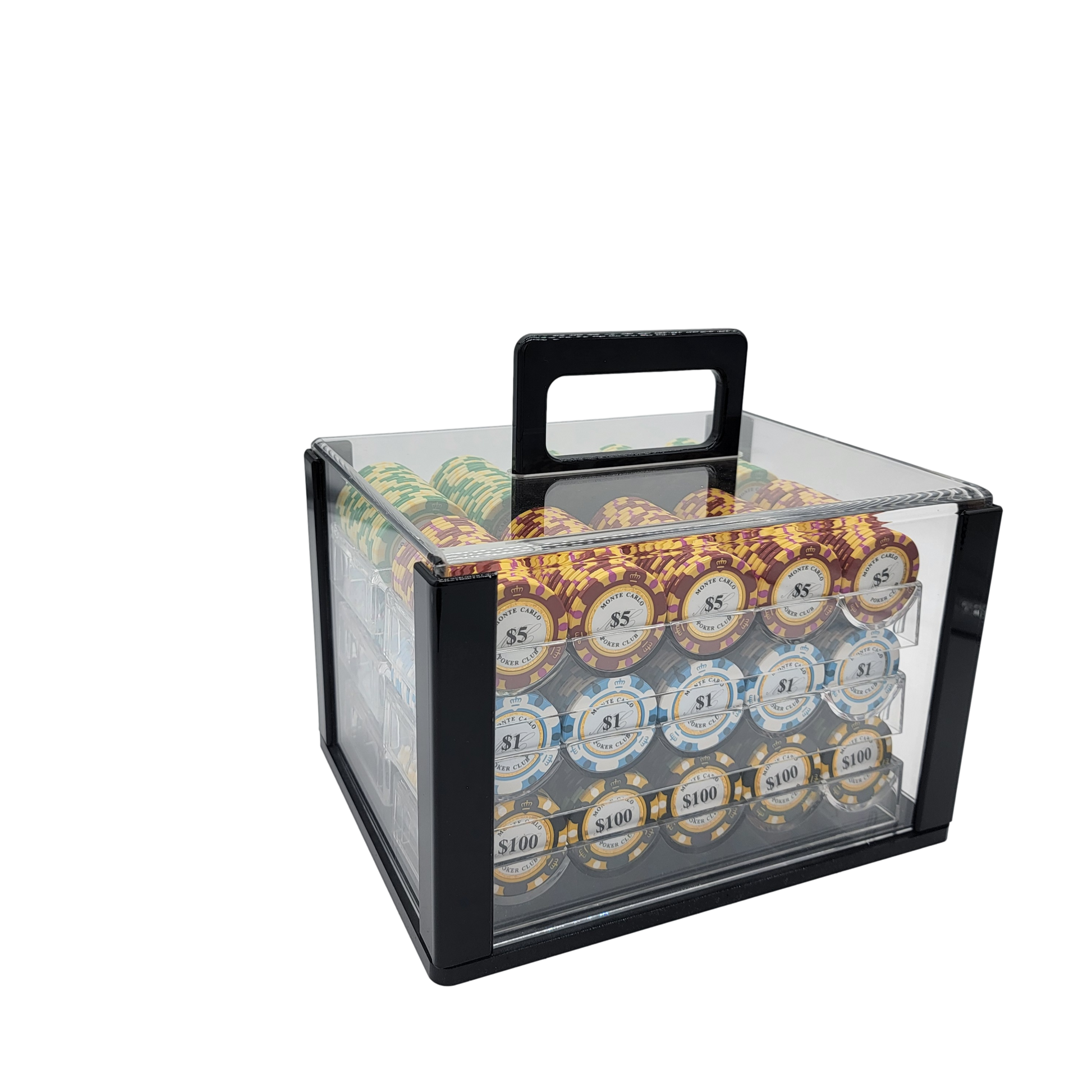 600 PCS 14g Monte Carlo Poker Club Poker Set with High End Acrylic Case and Chip Trays MRCpoker