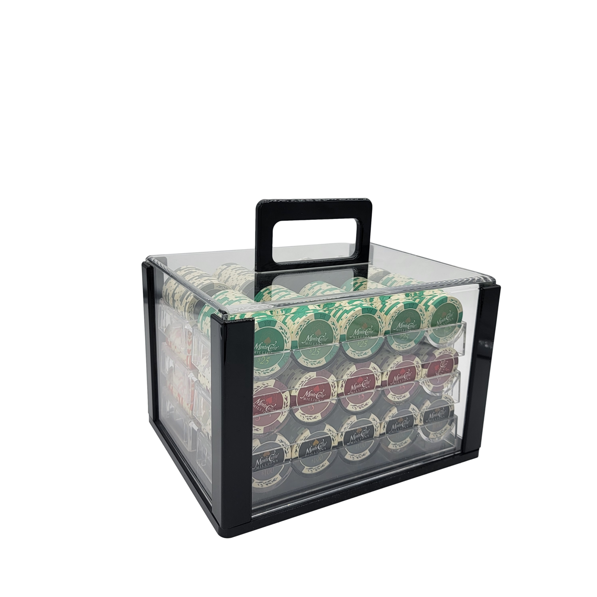600 PCS 14g Monte Carlo Millions Poker Set with Acrylic Case and Chip Trays MRCpoker