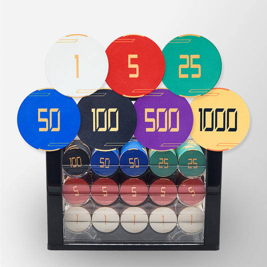 600 PCS Golden Club Ceramic Poker Chips Set with High End Acrylic Case
