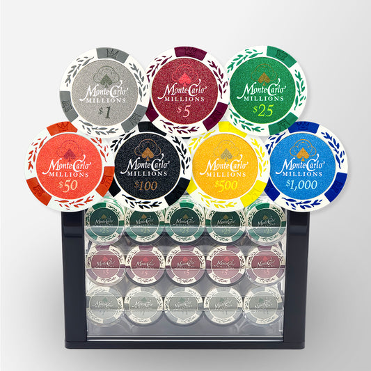 600 PCS 14g Monte Carlo Millions Poker Set with High-end Acrylic Case and Chip Trays