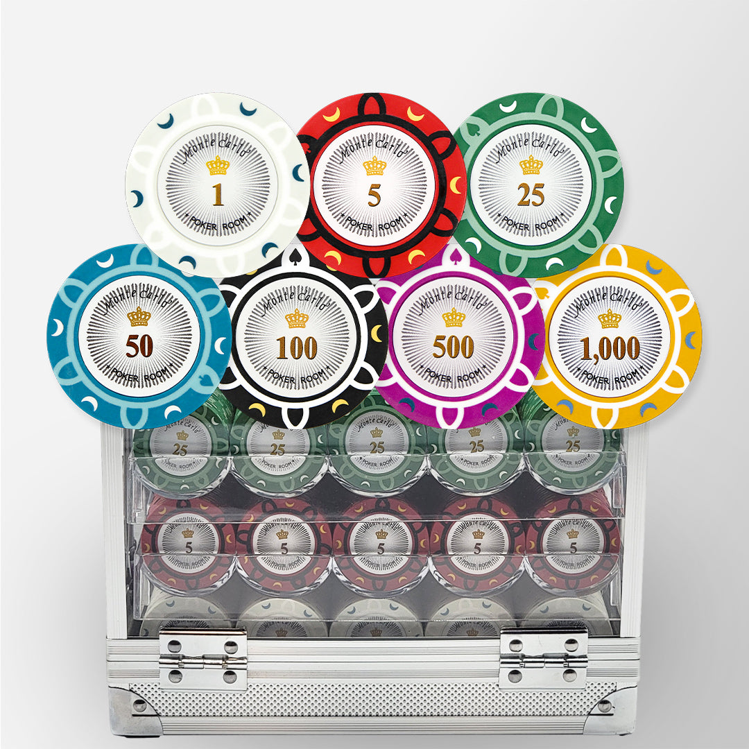 600 PCS 14g Monte Carlo Poker Room Poker Set with Acrylic Case MRCpoker