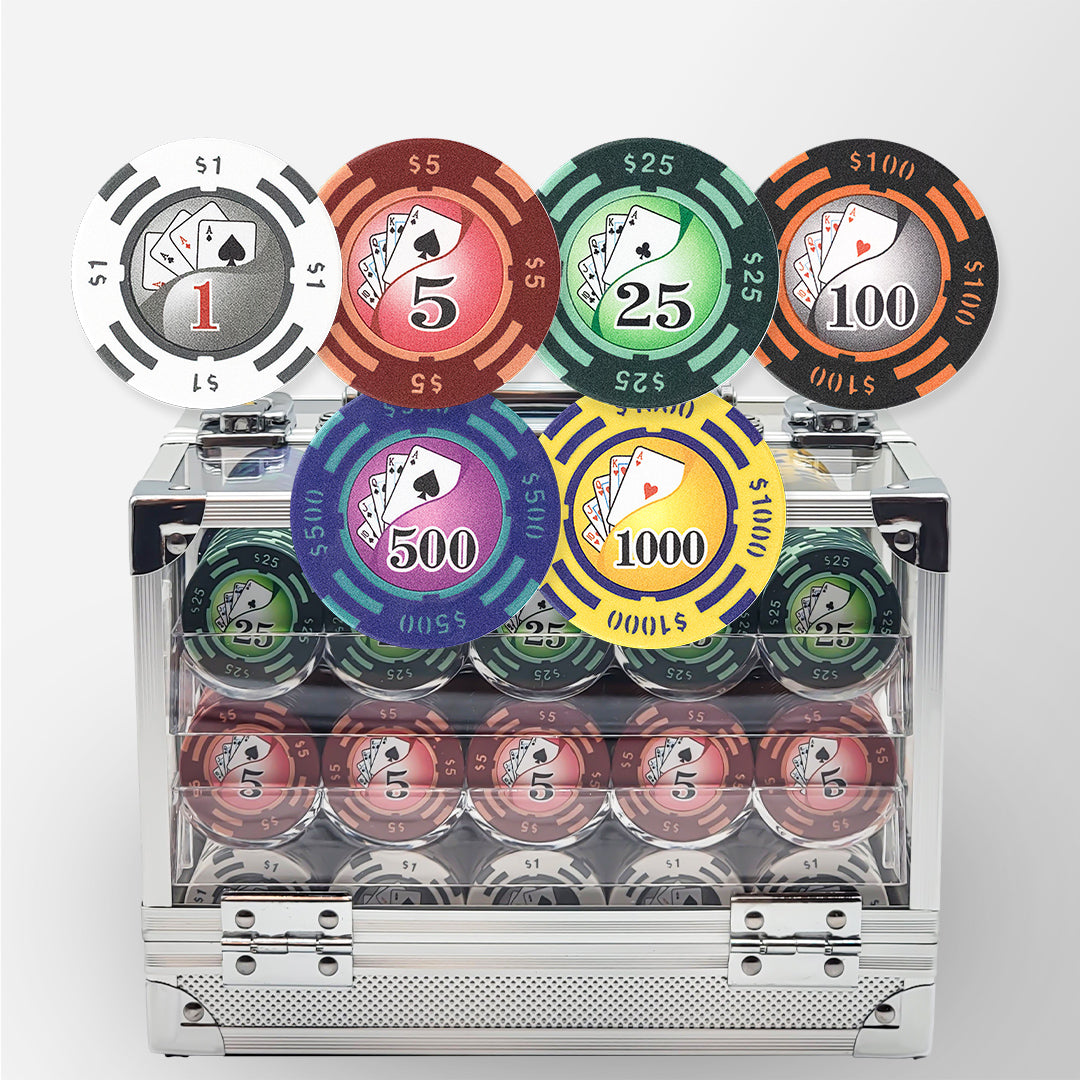 600 PCS 14g Yin Yang Design Poker Chips Set with Acrylic Case MRCpoker