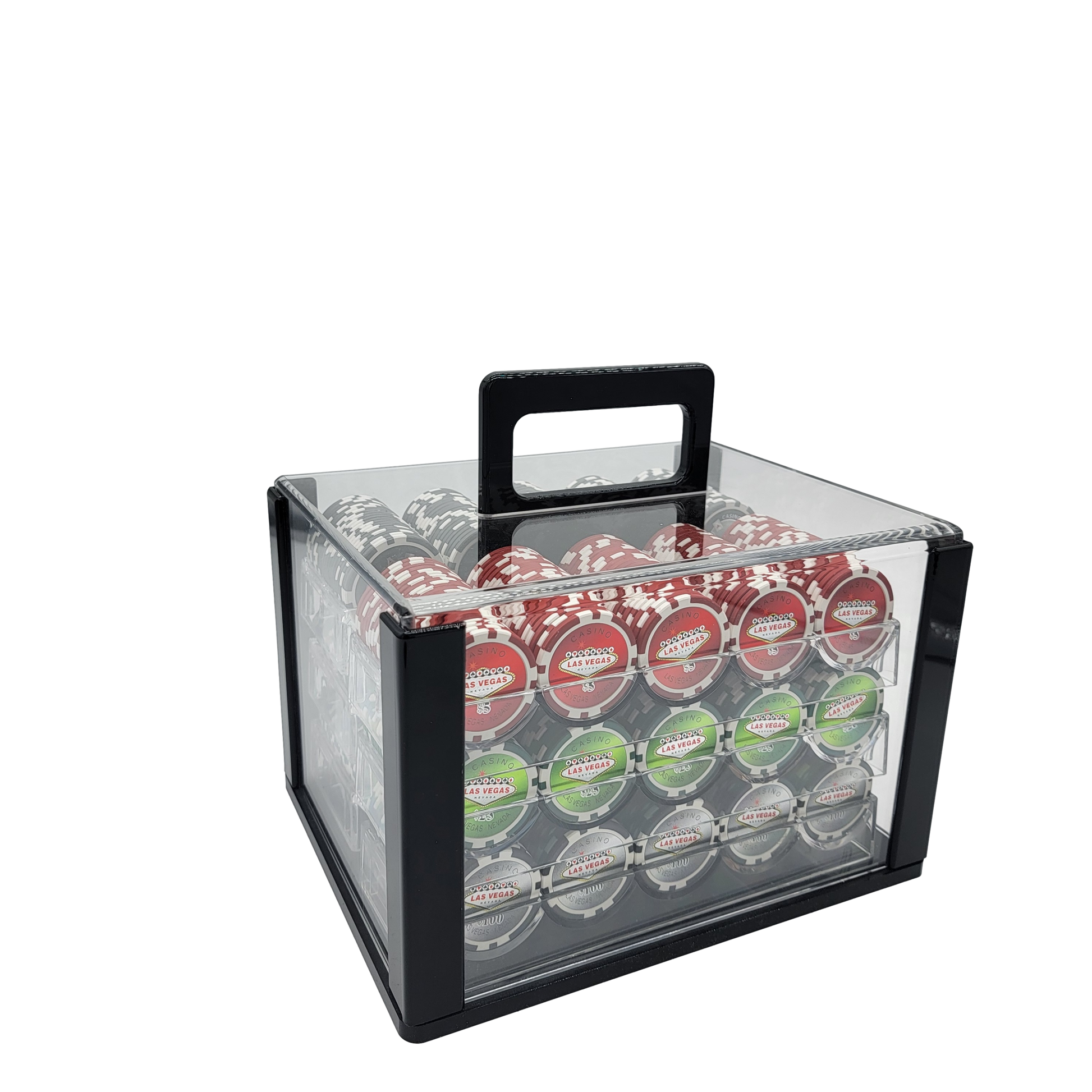 600 PCS 14g Laser Graphic Las Vegas Poker Set with Acrylic Case and Chip Trays MRCpoker