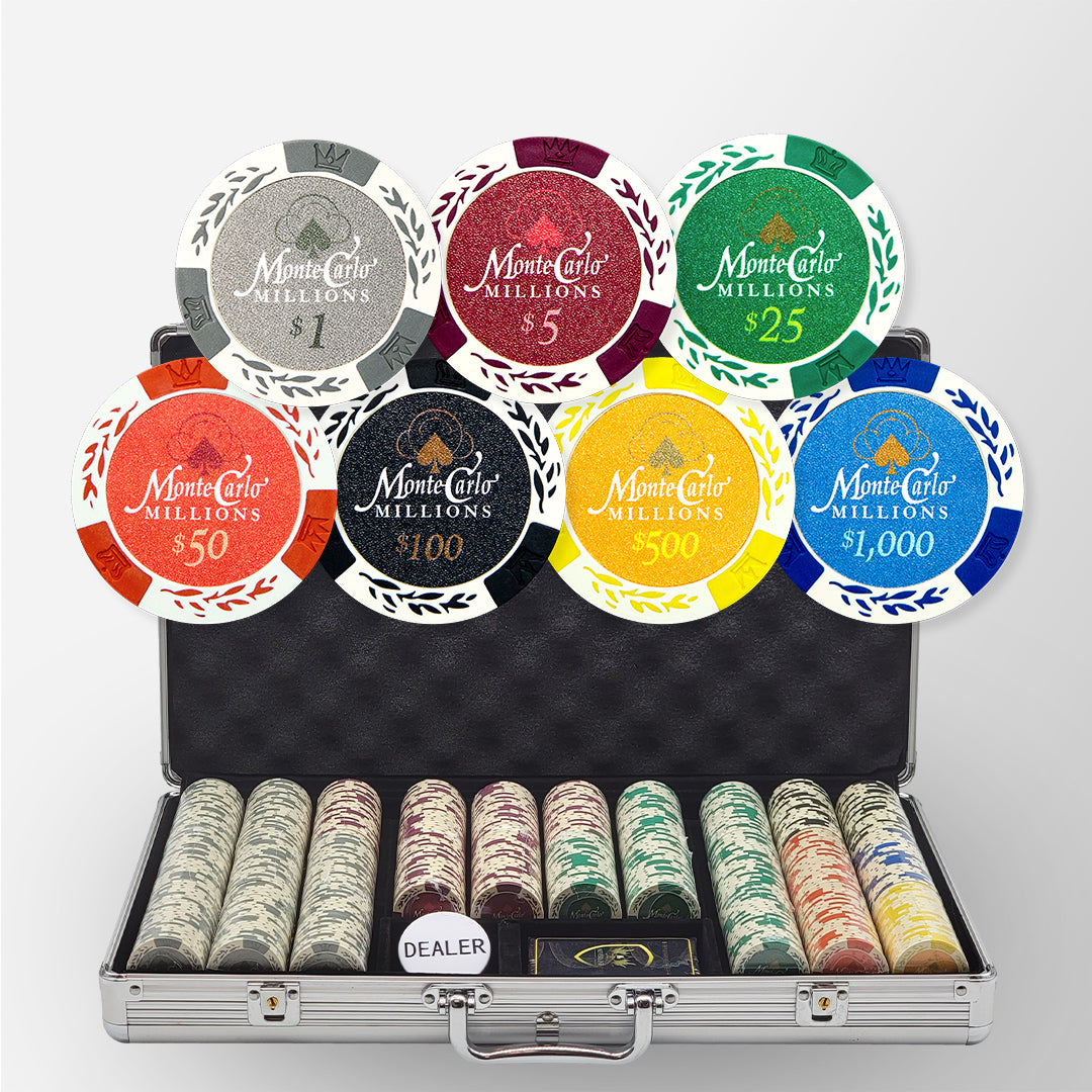 650 PCS 14g Monte Carlo Millions Poker Set with Silver Aluminum Case MRCpoker