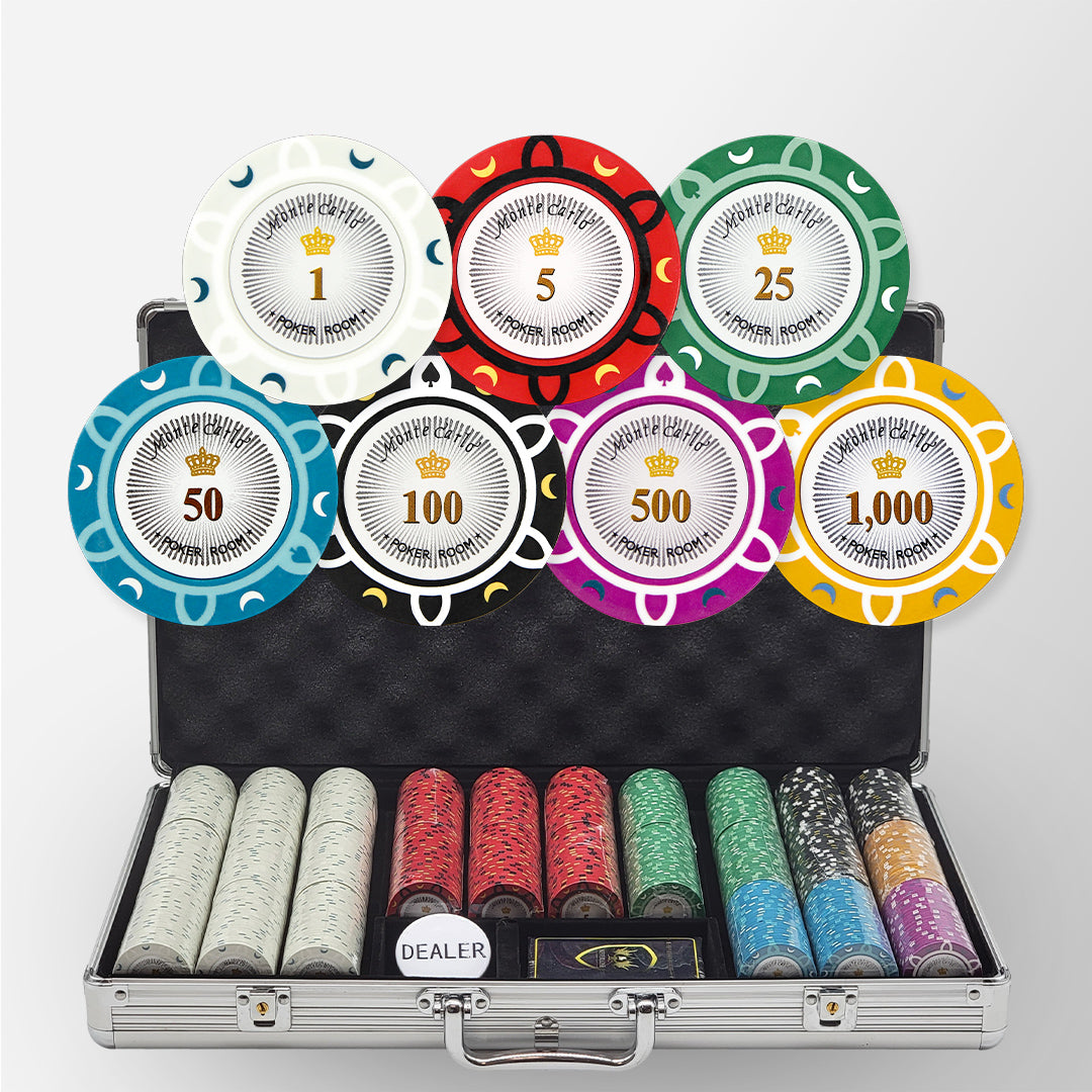 650 PCS 14g Monte Carlo Poker Room Poker Set with Silver Aluminum Case MRCpoker