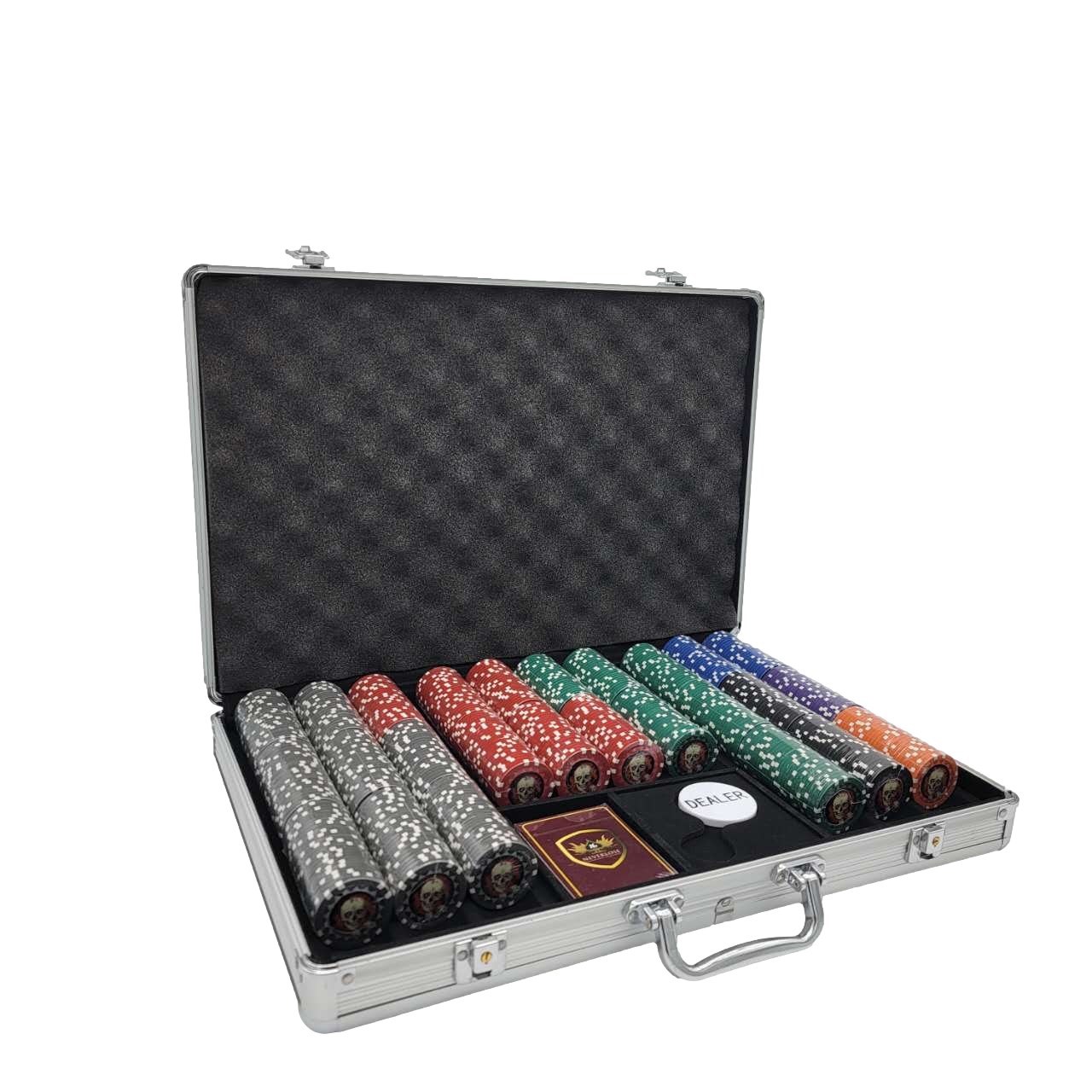 650 PCS 13.5g Skull Poker Chips Set with Silver Aluminum Case MRCpoker