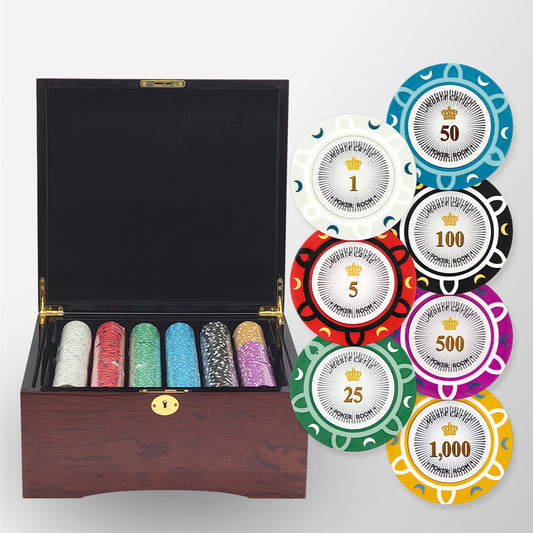 750 PCS 14g Monte Carlo Poker Room Poker Set with Mahogany Case