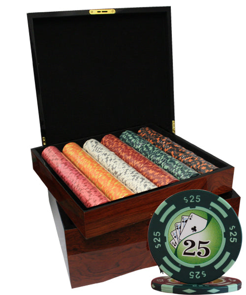 750 PCS 14g Yin Yang Design Poker Chips Set with Mahogany Case