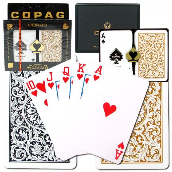 COPAG 1546 BRIDGE SIZE GOLD/BLACK REGULAR INDEX PLASTIC PLAYING CARDS MRCpoker