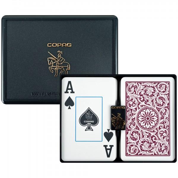 COPAG 1546 BRIDGE SIZE GREEN/BURGUNDY JUMBO INDEX PLASTIC PLAYING CARDS MRCpoker