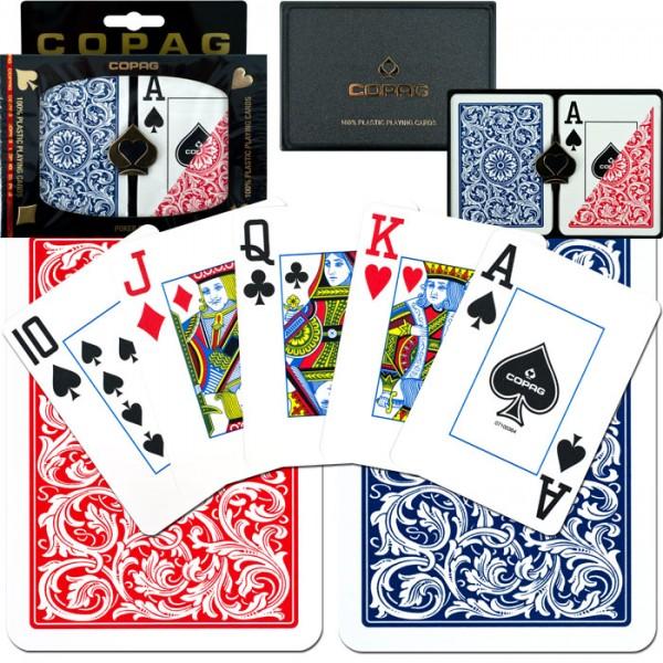 COPAG 1546 POKER SIZE RED/BLUE JUMBO INDEX PLASTIC PLAYING CARDS MRCpoker