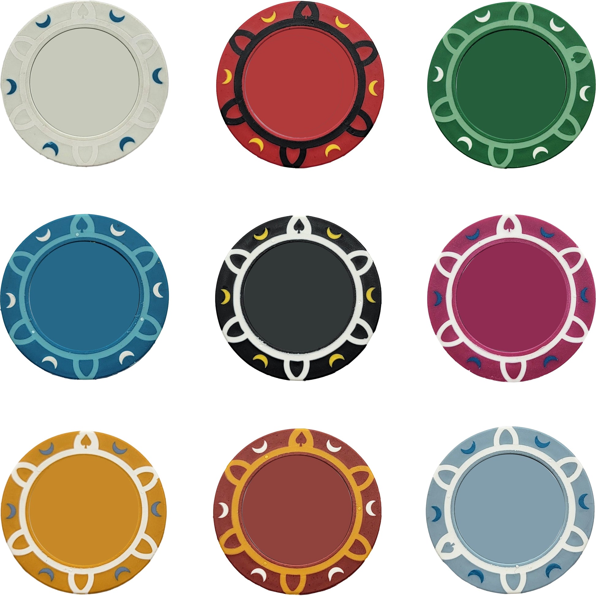 Customizable Crescent Poker Chips - 13.5g Clay Composite MRC Poker Store