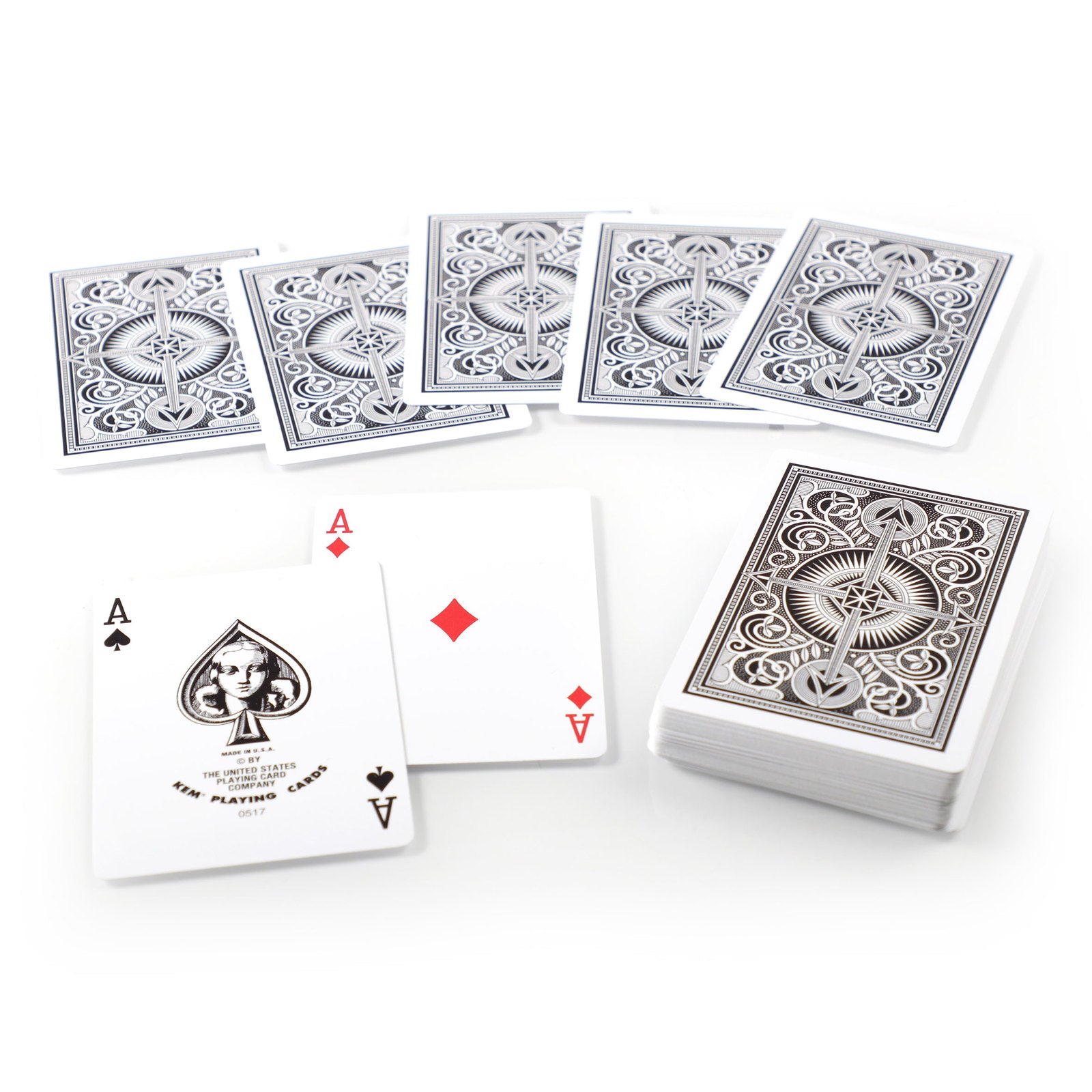 KEM ARROW BLACK/GOLD WIDE REGULAR PLASTIC PLAYING CARDS MRCpoker