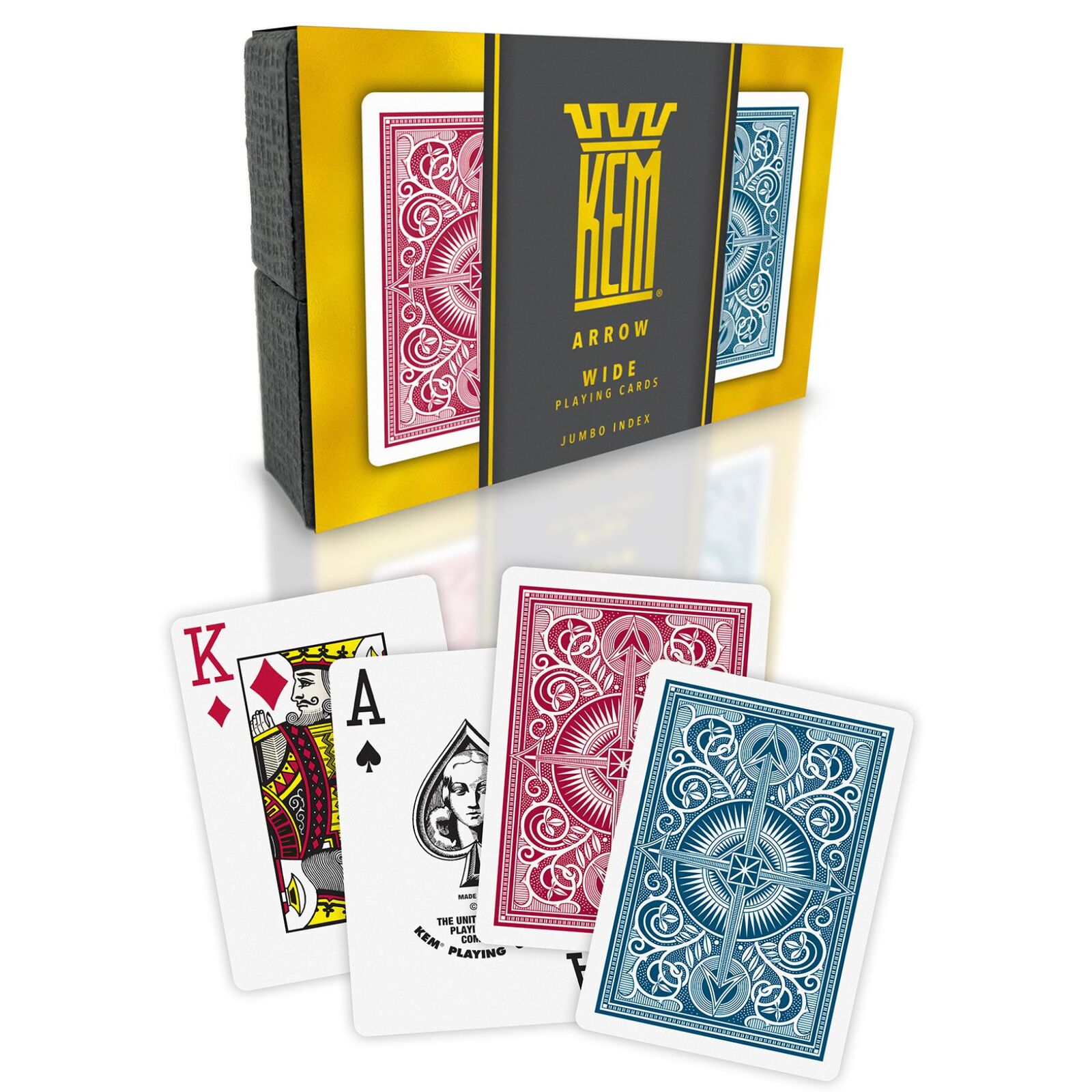 KEM ARROW RED/BLUE WIDE JUMBO PLASTIC PLAYING CARDS MRCpoker