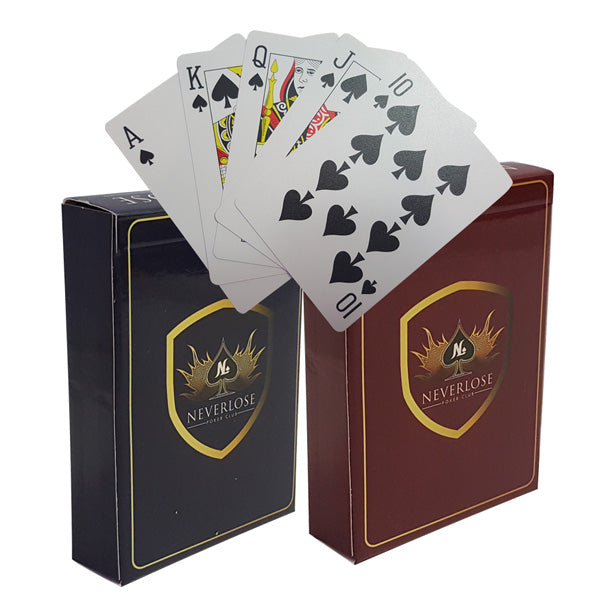 NEVER LOSE 100% PLASTIC PLAYING CARDS POKER SIZE REGULAR INDEX BY MRC POKER-BLUE MRCpoker