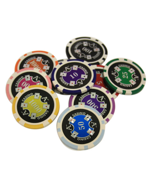 1000 PCS 14g Laser Graphic Ace Casino Poker Set with Silver Aluminum Case MRCpoker