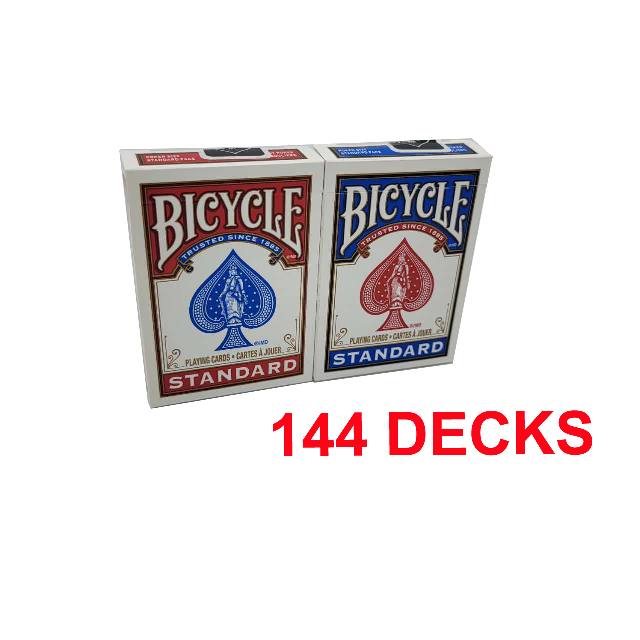 BICYCLE PLASTIC COATED PLAYING CARDS 144 DECKS RED & BLUE STANDARD MRCpoker
