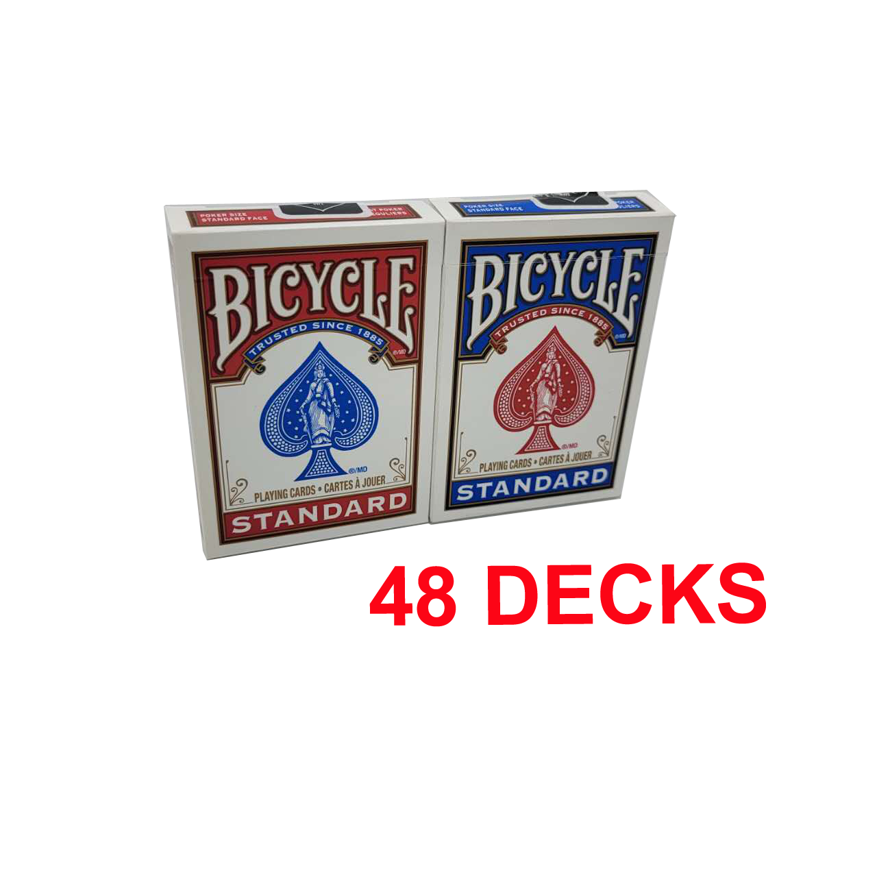 BICYCLE PLASTIC COATED PLAYING CARDS 48 DECKS RED & BLUE STANDARD MRCpoker