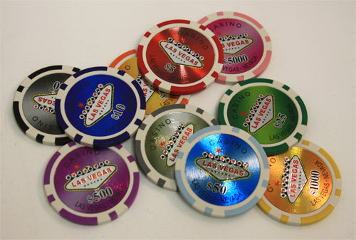 1000 PCS 14g Laser Graphic Las Vegas Poker Set with Silver Aluminum Case MRCpoker