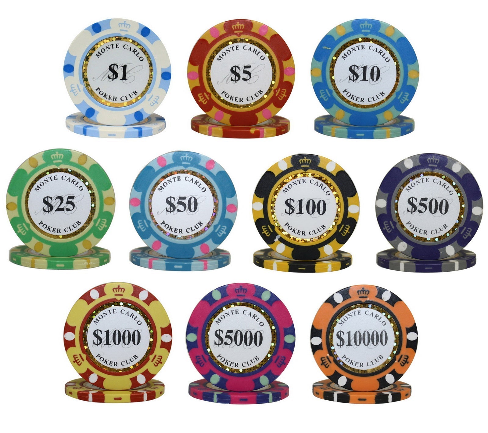 650 PCS 14g Monte Carlo Poker Club Poker Set with Silver Aluminum Case MRCpoker