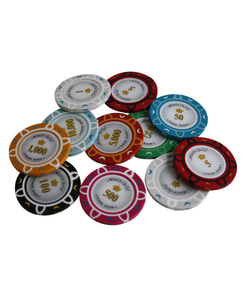 1000 PCS 14g Monte Carlo Poker Room Poker Set with Silver Aluminum Case MRCpoker