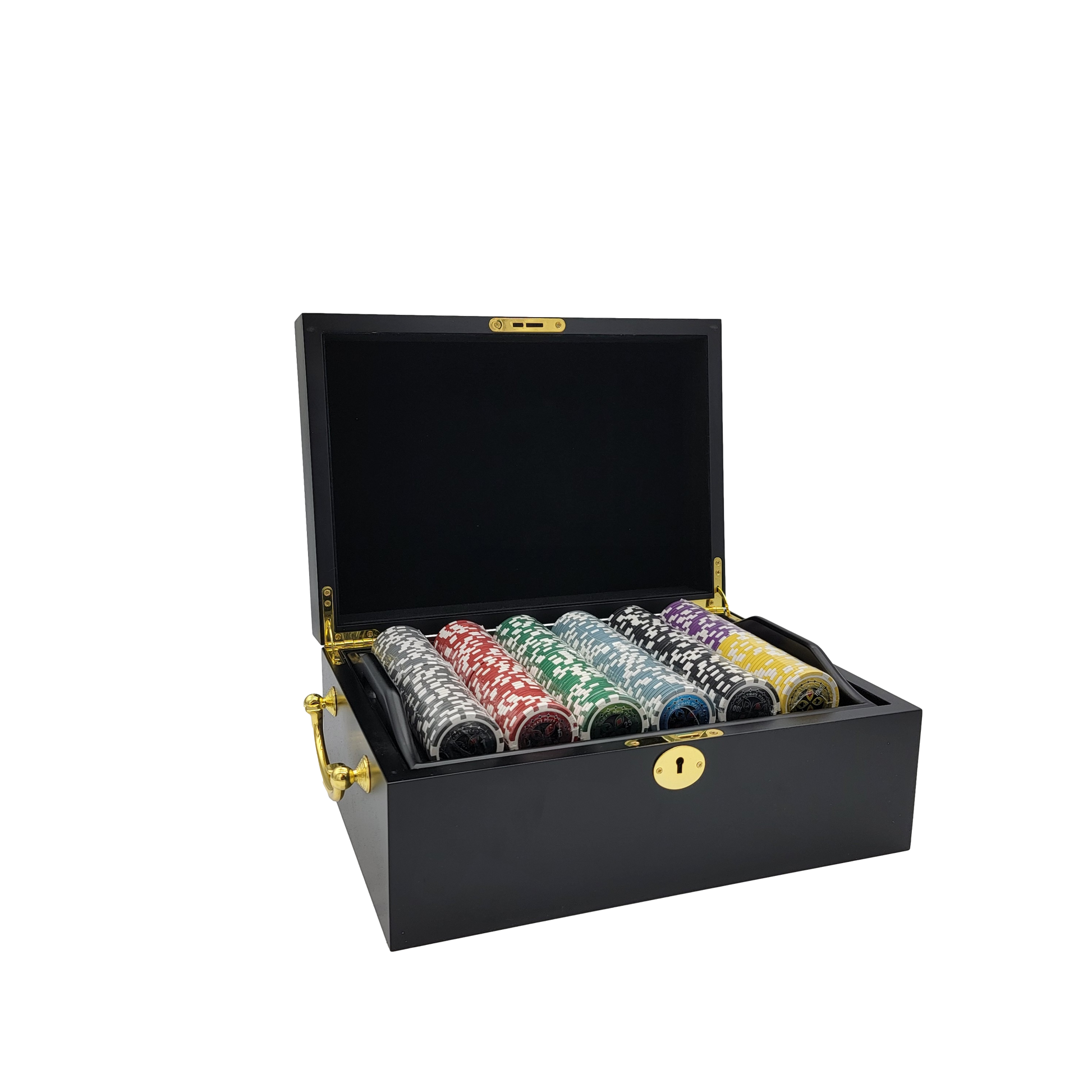 500 PCS 14g Laser Graphic Ultimate Poker Chips Set with Mahogany Case MRCpoker