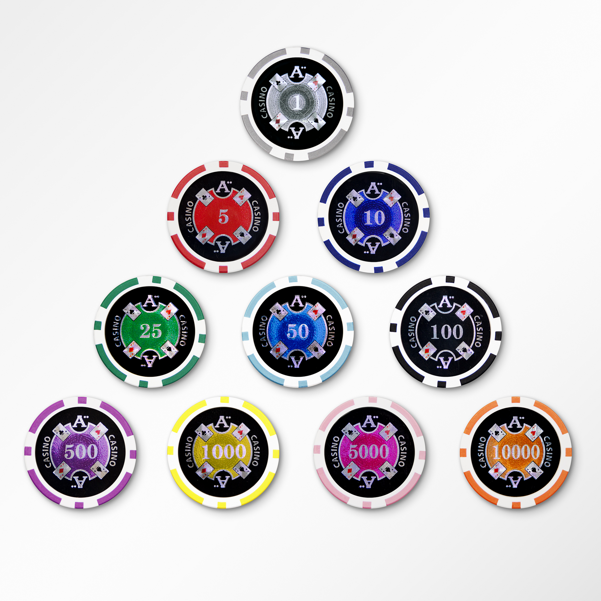 POKER CHIPS SAMPLE SET 10PCS ACE CASINO CHIPS CHIP ROLLS MRCpoker