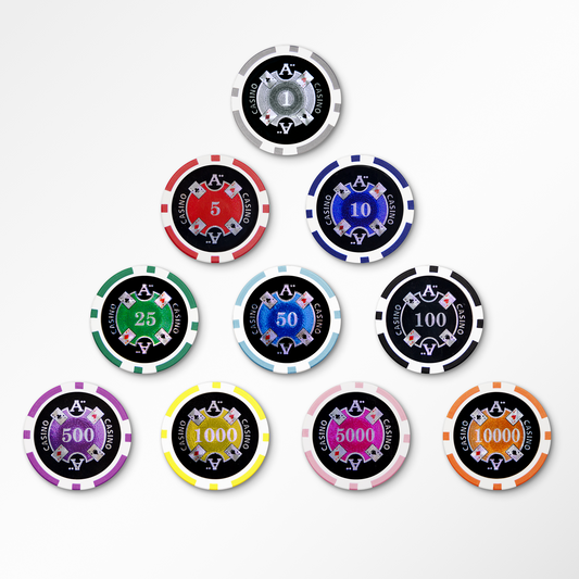POKER CHIPS SAMPLE SET 10PCS ACE CASINO CHIPS